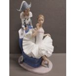 LARGE NAO FIGURE A DREAM COME TRUE BALLERINA WITH HARLEQUIN JESTER