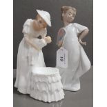 NAO FIGURE 1455 I AM PRETTY TOGETHER WITH A ROYAL DOULTON LADY FIGURE MOTHER AND BABY