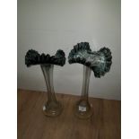 A PAIR OF WHITEFRIERS SMOKED GLASS JACK IN THE PULPIT VASES