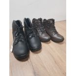 SIZE 10 PAIR OF STEEL TOE CAP BOOTS AND A PAIR OF SIZE 7 HIKING BOOTS