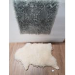 REPRODUCTION FUR RUG WITH 1 MODERN GREY SHAGGY RUG