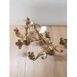 A PAIR OF BRASS 3 TIER LIGHT FITTINGS