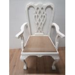 REPRODUCTION CHIPPENDALE STYLE ARM CHAIR WITH CLAW AND BALL FEET