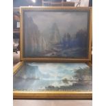 2 LARGE PRINTS OF LAKE AND MOUNTAIN SCENES