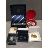 BOXED CUFFLINKS AND GENTS TIE PLUS COSTUME JEWELLERY ETC