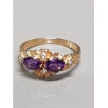 9CT GOLD AMETHYST AND PEARL RING GROSS WEIGHT 2.