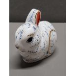ROYAL CROWN DERBY RABBIT PAPERWEIGHT NO STOPPER