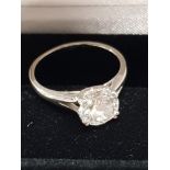 SILVER AND CZ SOLITAIRE RING SIZE Q GROSS WEIGHT 2.