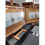 A PAIR OF EARLY 20TH CENTURY WATERCOLOURS OF FISHING BOATS SIGNED C COULTHARD