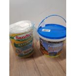 A TUB OF RONSEAL FENCE LIFE PLUS AND A TUB OF SANDTEX SUPER SMOOTH MASONRY PAINT