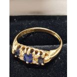 18CT GOLD WITH DIAMONDS AND SAPPHIRES SIZE P BIRMINGHAM 1907 GROSS WEIGHT 3.