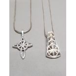 2 SILVER PENDANTS ON CHAINS GROSS WEIGHT 10.