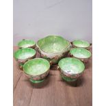 6 MALING LUSTRE TWIN HANDLED BOWLS PLUS 1 LARGE