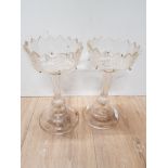 A PAIR OF ANTIQUE GLASS LUSTRES WITH NO DROPS