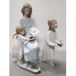 2 LLADRO FIGURES 5457 BEDTIME STORY AND 4868 GIRL WITH CANDLE BOTH NA