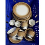 BOX CONTAINING 42 PIECES OF BROWN AND WHITE DENBY WARE