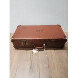 VINTAGE LEATHER SUITCASE WITH BRASS LOCKS