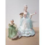 COALPORT LADY FIGURE MARIE ANTOINETTE PLUS ROYAL DOULTON LADY FAIR MAIDEN