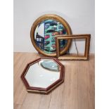 GILT PICTURE FRAME AND 2 MIRRORS