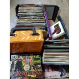 A BOX CONTAINING 45S RECORDS INCLUDING BEATLES ELVIS ETC