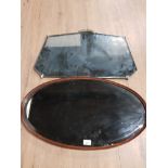 2 VINTAGE MIRRORS ONE OVAL BOTH BEVELLED EDGED