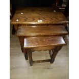 A NEST OF 3 TABLES IN SOLID OAK