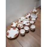 24 PIECE ROYAL ALBERT OLD COUNTRY ROSES 6 PLACE COFFEE AND CAKE SET WITH COVERED SUGAR AND OPEN