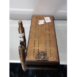 3 PIECES OF MILITARY TRENCH ART INCLUDES CRIB BOARD AND LIGHTER