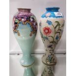 2 FLORAL PATTERNED OLD TUPTON WARE VASES