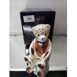 BOXED ROYAL CROWN DERBY PAPERWEIGHT DEBONAIR BEAR WITH GOLD STOPPER