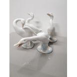 A FAMILY OF 4 LLADRO GEESE