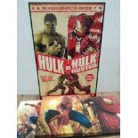 MARVEL POSTER HULK VS IRON MAN AND 3 SPIDERMAN WALL CANVASES