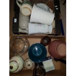 2 BOXES OF ASSORTED POTTERY PORCELAIN AND GLASSWARE