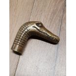 BRASS CROCODILE HEAD WALKING STICK HANDLE