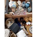 2 BOXES OF ASSORTED WARE INC THE TAIN SCOTTISH GLASS WARE AND ASSORTED POTTERY ETC