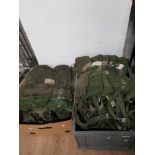 2 BOXES OF ASSORTED WEBBING AND MILITARY BAGS