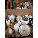 2 BOXES OF ASSORTED WARE INC A CLOCK RINGTONS WARE ETC