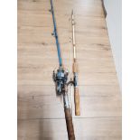 2 FISHING RODS AND A FREE SPIN REEL