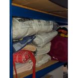 A LOT CONTAINING DOUBLE BED MATTRESS PROTECTION FLEECE BLANKETS ETC
