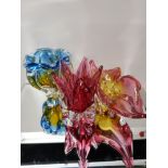 3 CZECH COLOURED GLASS CENTRE PIECES