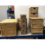 5 ASSORTED WICKER ITEMS INC STORAGE CHEST ETC