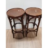 A PAIR OF BENTWOOD HIGH STOOLS