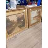 A PAIR OF GILT FRAMED OIL ON CANVAS BOTH SIGNED ONE BY A NOYES THEWIS
