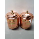 BRASS AND COPPER COFFEE AND SUGAR LIDDED JARS