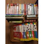2 BOXES CONTAINING ASSORTMENT OF BOOKS AND CROSSWORDS
