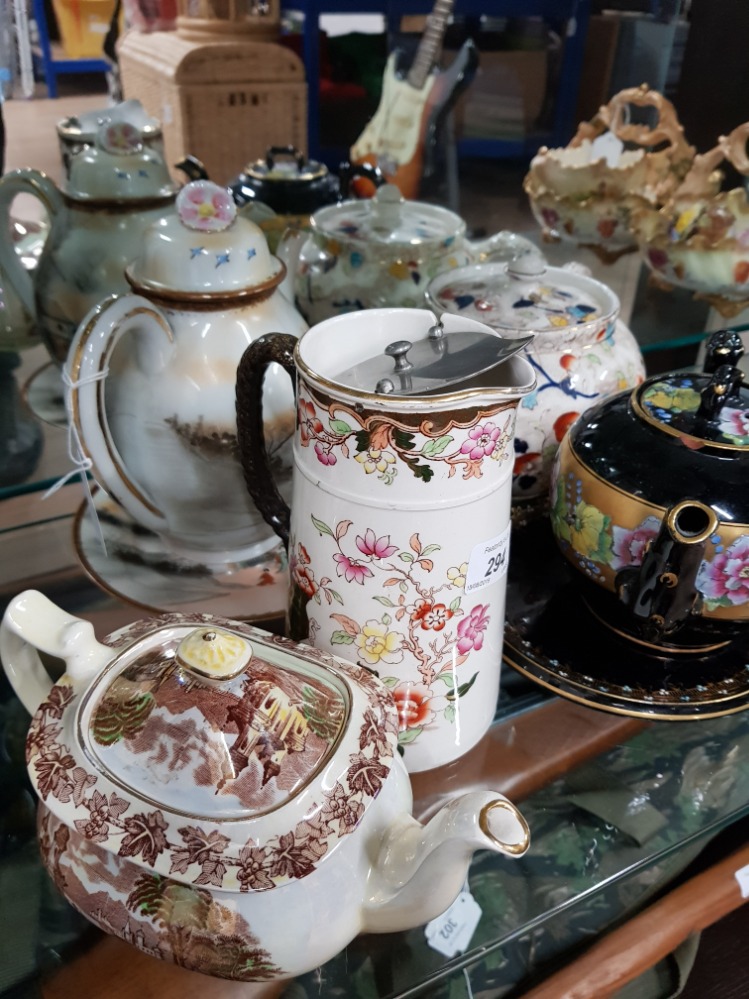 COLLECTION OF TEAPOTS INC MALING LUSTRE AND BRIDGWAYS WATER JUG