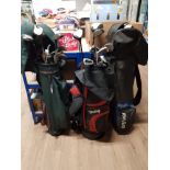 3 GOLF BAGS ALL CONTAINING CLUBS