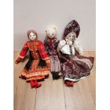3 HANDMADE DOLLS IN TRADITIONAL RUSSIAN DRESSES