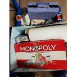 2 BOXES OF MISCELLANEOUS INC COMMEMORATIVE CUPS AND MONOPOLY ETC