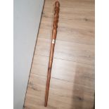 CARVED WOODEN TRIBAL STAFF